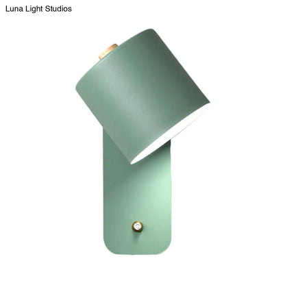 DecorBites™ DecorBites™ Modern Metal Wall Sconce with Grey/Green Tube Bulb and Rectangle Backplate
