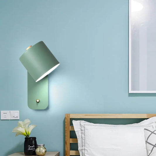 DecorBites™ DecorBites™ Modern Metal Wall Sconce with Grey/Green Tube Bulb and Rectangle Backplate