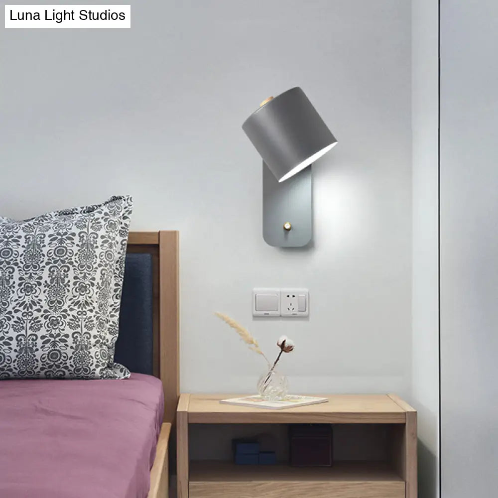 DecorBites™ DecorBites™ Modern Metal Wall Sconce with Grey/Green Tube Bulb and Rectangle Backplate