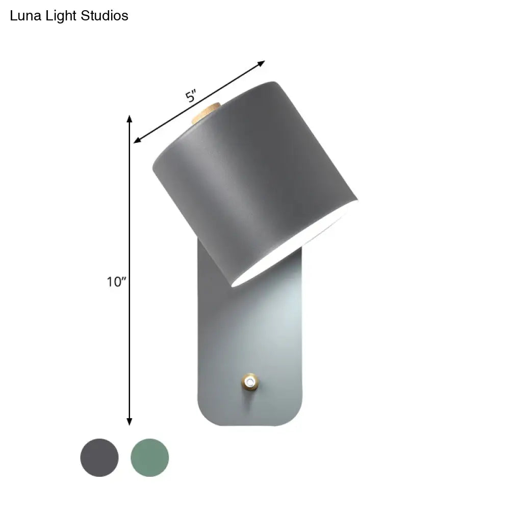 DecorBites™ DecorBites™ Modern Metal Wall Sconce with Grey/Green Tube Bulb and Rectangle Backplate