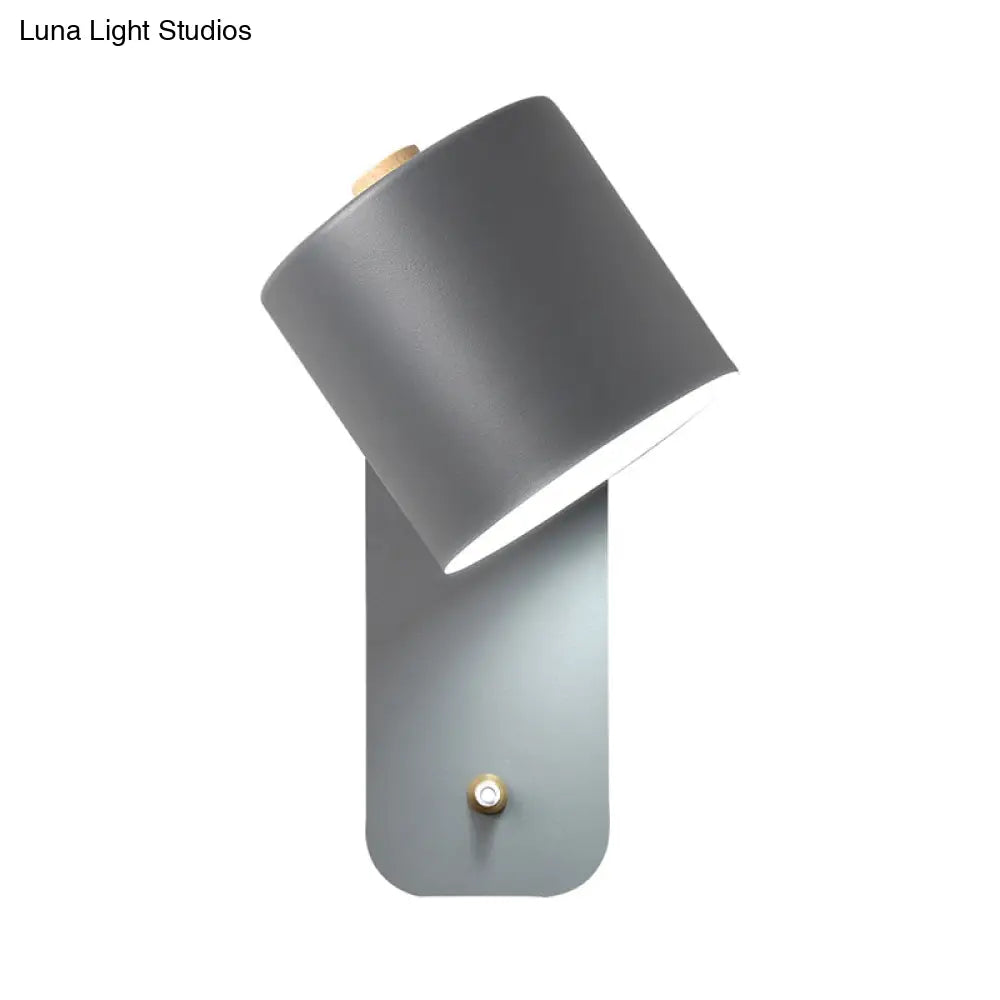 DecorBites™ DecorBites™ Modern Metal Wall Sconce with Grey/Green Tube Bulb and Rectangle Backplate