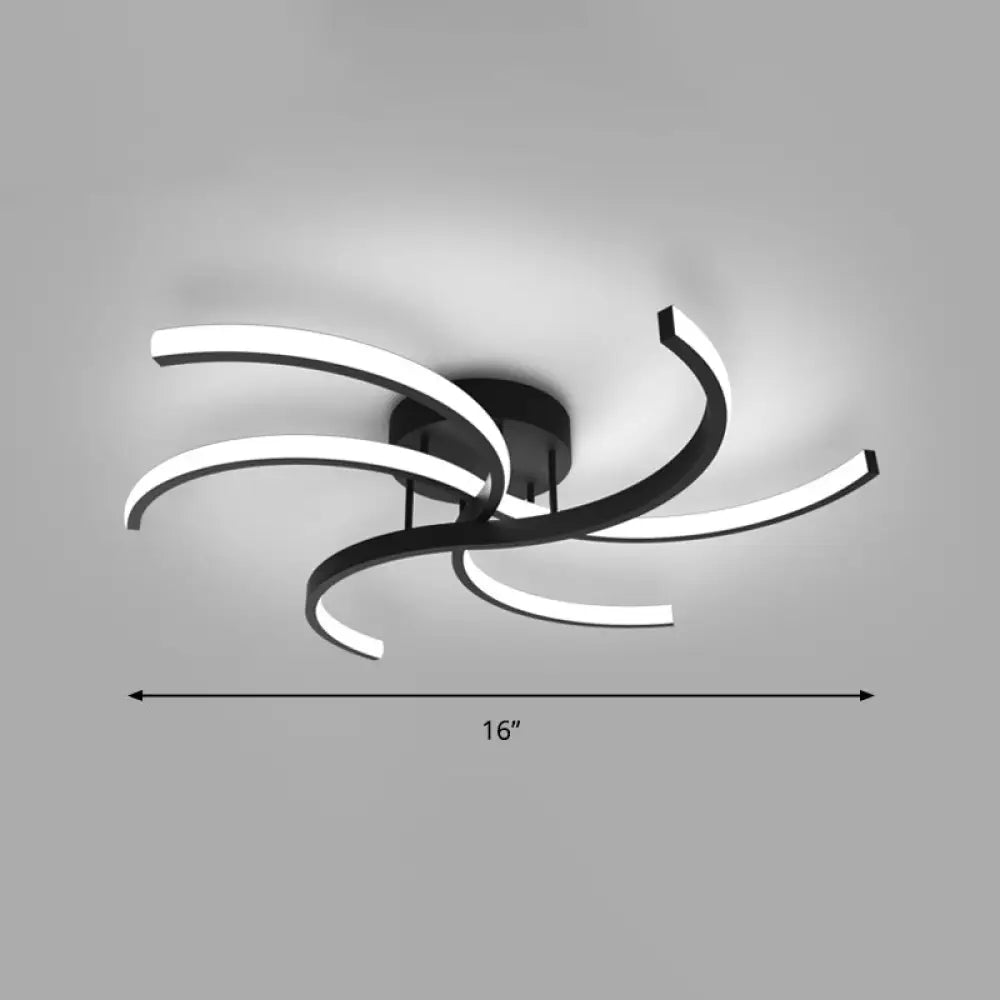 DecorBites™ DecorBites™ Modern Metal Windmill Ceiling Light in Black - LED Semi Flush Mount for Bedroom