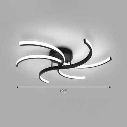 DecorBites™ DecorBites™ Modern Metal Windmill Ceiling Light in Black - LED Semi Flush Mount for Bedroom