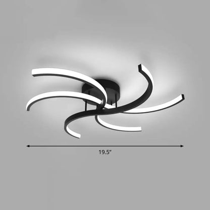 DecorBites™ DecorBites™ Modern Metal Windmill Ceiling Light in Black - LED Semi Flush Mount for Bedroom