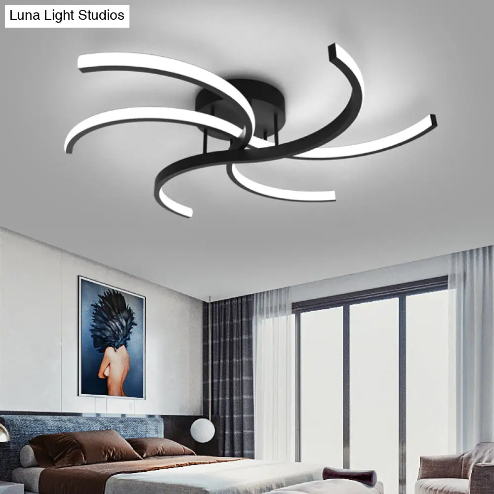 DecorBites™ DecorBites™ Modern Metal Windmill Ceiling Light in Black - LED Semi Flush Mount for Bedroom