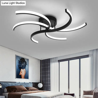 DecorBites™ DecorBites™ Modern Metal Windmill Ceiling Light in Black - LED Semi Flush Mount for Bedroom