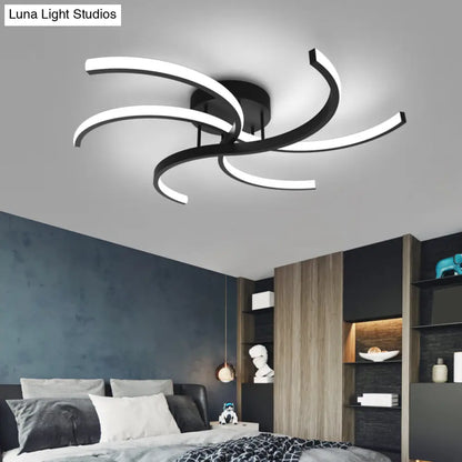 DecorBites™ DecorBites™ Modern Metal Windmill Ceiling Light in Black - LED Semi Flush Mount for Bedroom