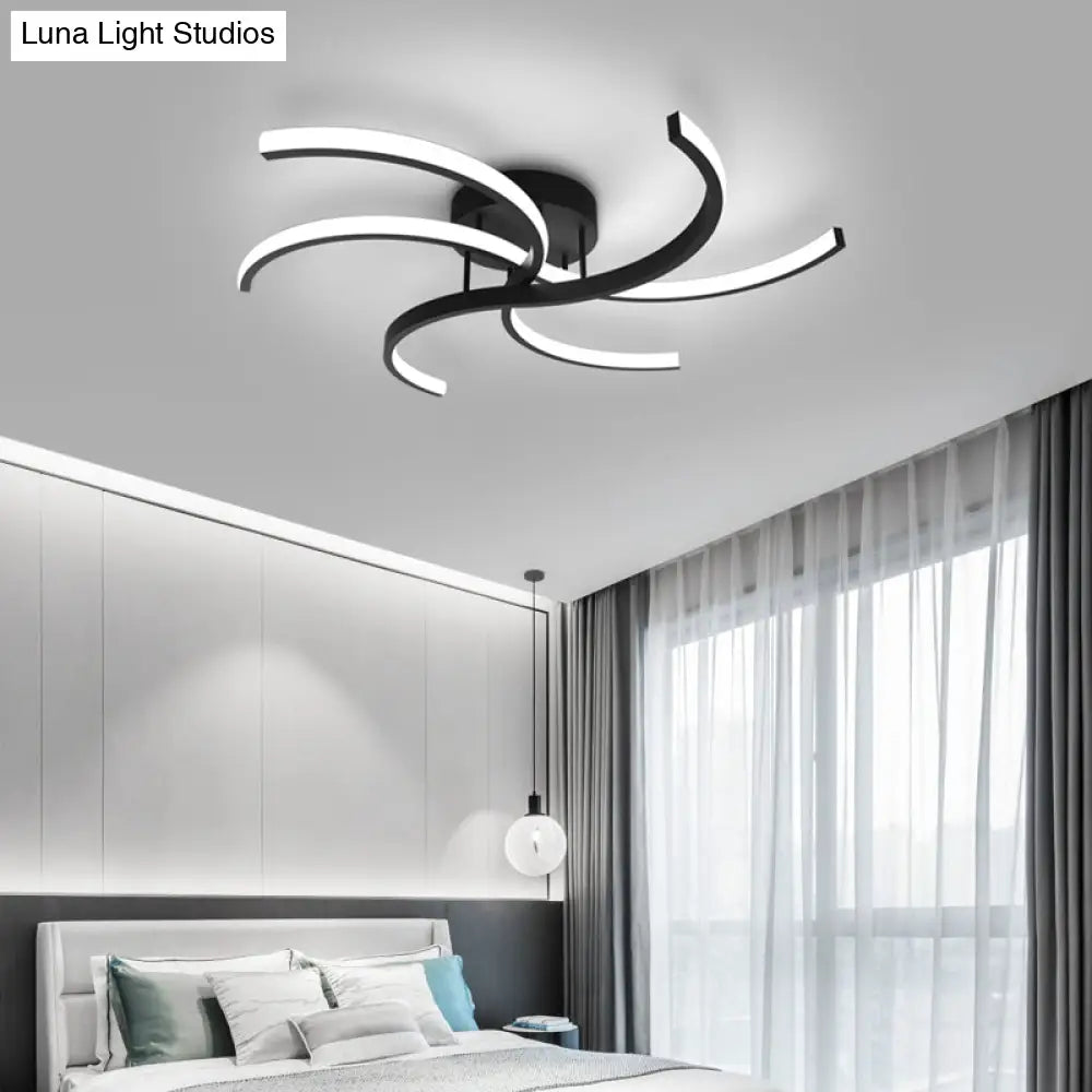DecorBites™ DecorBites™ Modern Metal Windmill Ceiling Light in Black - LED Semi Flush Mount for Bedroom