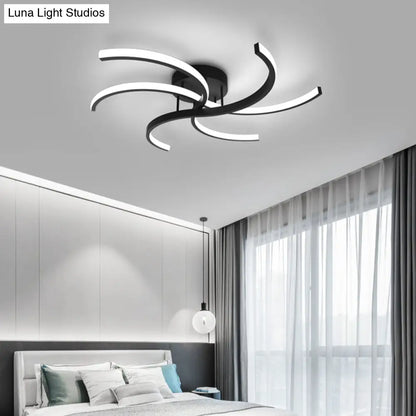 DecorBites™ DecorBites™ Modern Metal Windmill Ceiling Light in Black - LED Semi Flush Mount for Bedroom