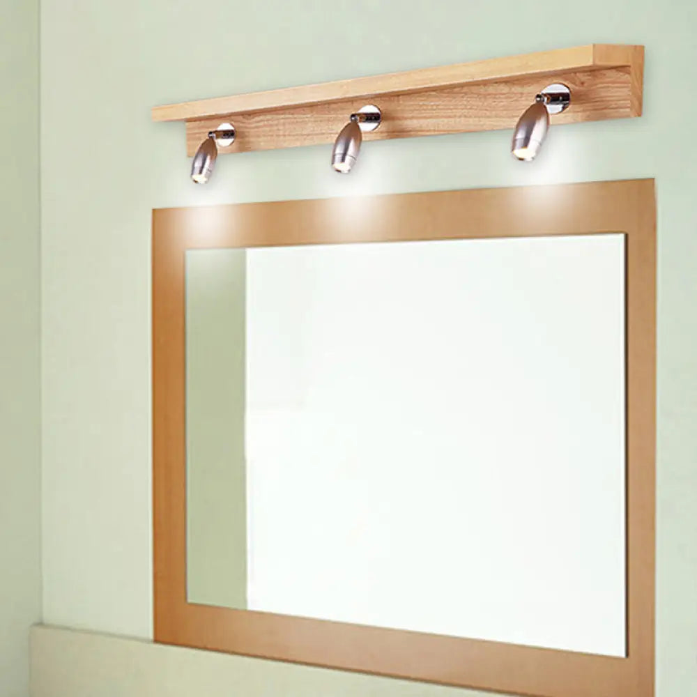 DecorBites™ DecorBites™ Modern Metal Wood Wall Lighting - Rotating Vanity Light with Bullet Shaped Design, 3 Lights, Warm/White Glow