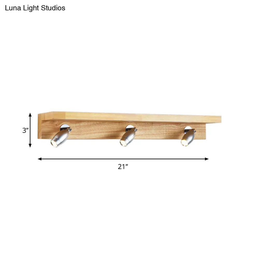 DecorBites™ DecorBites™ Modern Metal Wood Wall Lighting - Rotating Vanity Light with Bullet Shaped Design, 3 Lights, Warm/White Glow