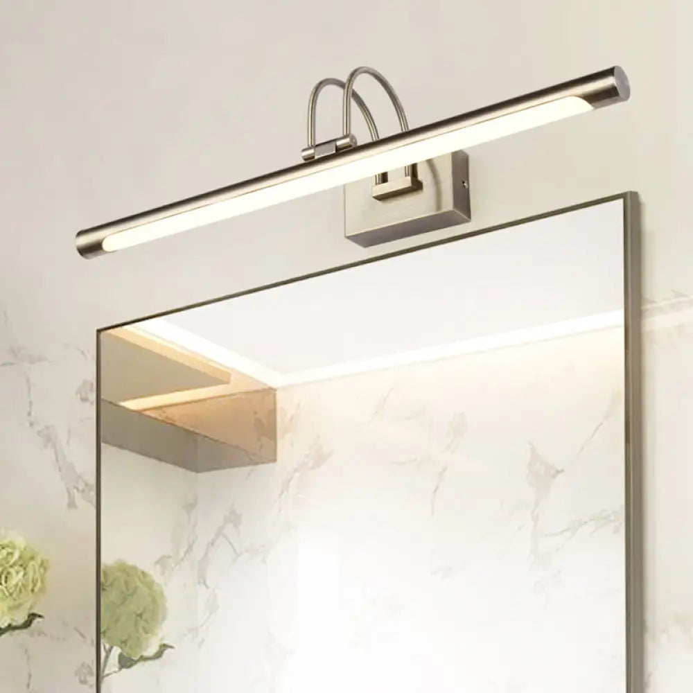 DecorBites™ DecorBites™ Modern Metallic Arc LED Vanity Light Fixture with Acrylic Shade - 16.5"/20.5" W, Nickel Finish