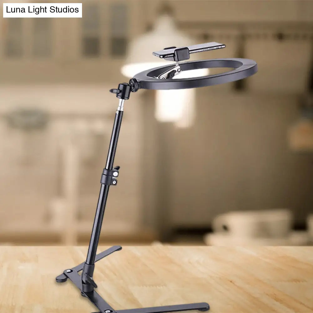 DecorBites™ DecorBites™ Modern Metallic Black LED Makeup Lamp with USB Port - Round Fill Light for Effortless Application