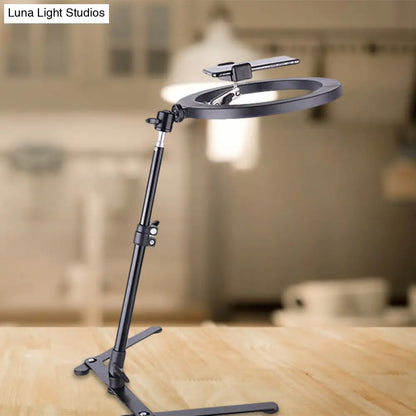 DecorBites™ DecorBites™ Modern Metallic Black LED Makeup Lamp with USB Port - Round Fill Light for Effortless Application