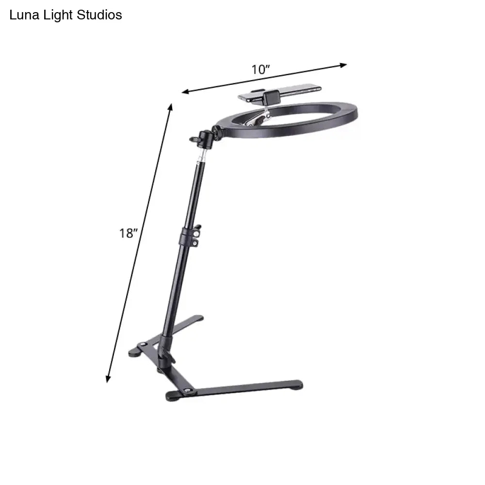 DecorBites™ DecorBites™ Modern Metallic Black LED Makeup Lamp with USB Port - Round Fill Light for Effortless Application