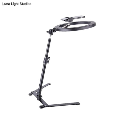 DecorBites™ DecorBites™ Modern Metallic Black LED Makeup Lamp with USB Port - Round Fill Light for Effortless Application