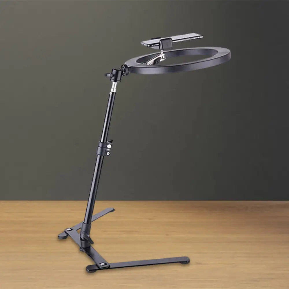 DecorBites™ DecorBites™ Modern Metallic Black LED Makeup Lamp with USB Port - Round Fill Light for Effortless Application