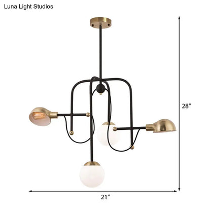 Lámpara colgante moderna en negro metálico con 4 luces y barra ajustable - Lámpara de araña de ramas