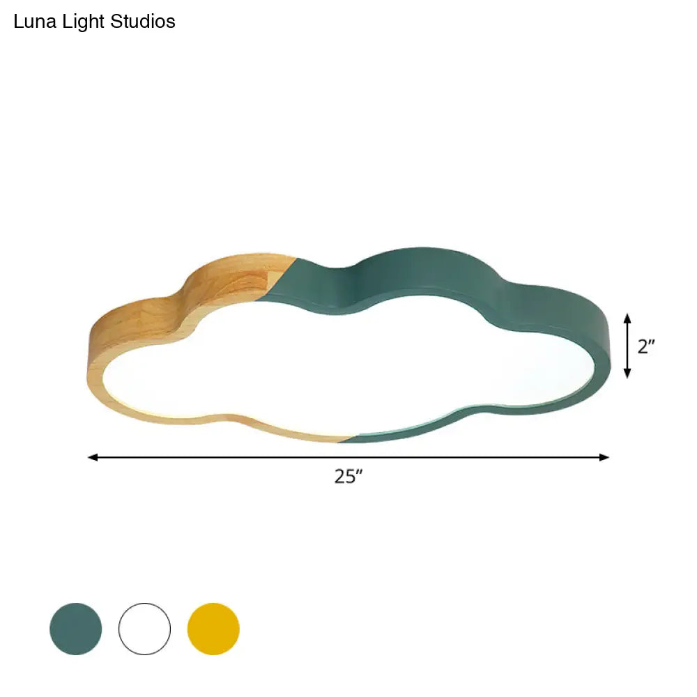 DecorBites™ DecorBites™ Modern Metallic Cloud LED Ceiling Fixture for Great Room - White/Yellow/Green Flush Mount Light