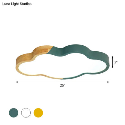DecorBites™ DecorBites™ Modern Metallic Cloud LED Ceiling Fixture for Great Room - White/Yellow/Green Flush Mount Light