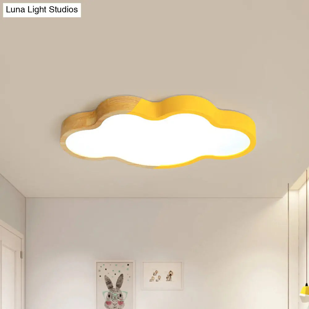 DecorBites™ DecorBites™ Modern Metallic Cloud LED Ceiling Fixture for Great Room - White/Yellow/Green Flush Mount Light