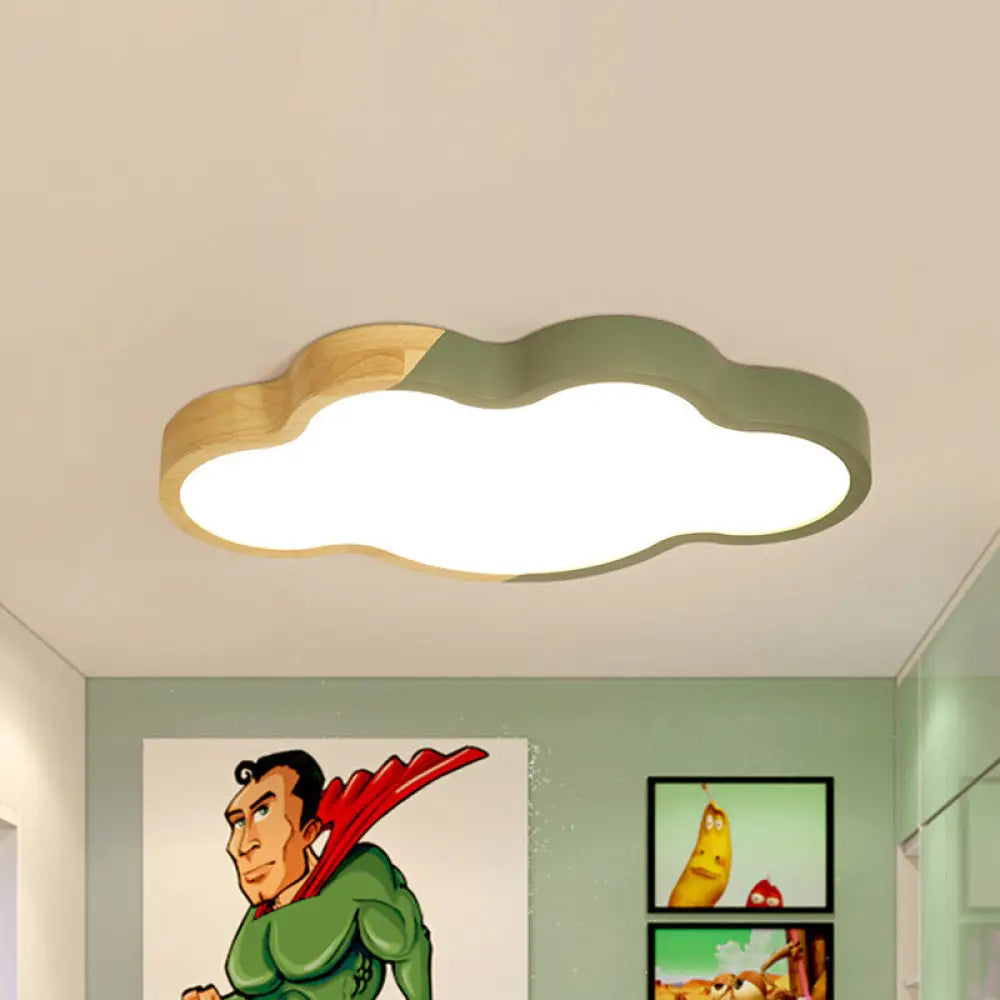 DecorBites™ DecorBites™ Modern Metallic Cloud LED Ceiling Fixture for Great Room - White/Yellow/Green Flush Mount Light