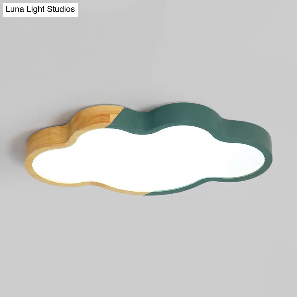 DecorBites™ DecorBites™ Modern Metallic Cloud LED Ceiling Fixture for Great Room - White/Yellow/Green Flush Mount Light