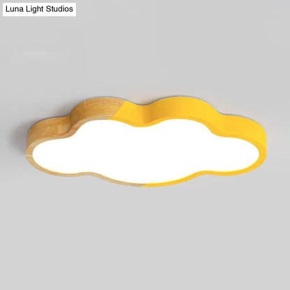 DecorBites™ DecorBites™ Modern Metallic Cloud LED Ceiling Fixture for Great Room - White/Yellow/Green Flush Mount Light