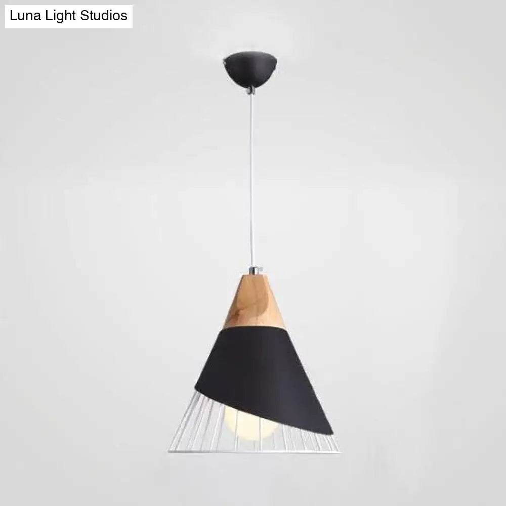 Modern Metallic Cone Pendant Light – 12"/14" Wide Single Bulb Hanging Lamp for Balcony Bar