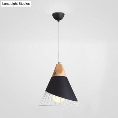 Modern Metallic Cone Pendant Light – 12"/14" Wide Single Bulb Hanging Lamp for Balcony Bar