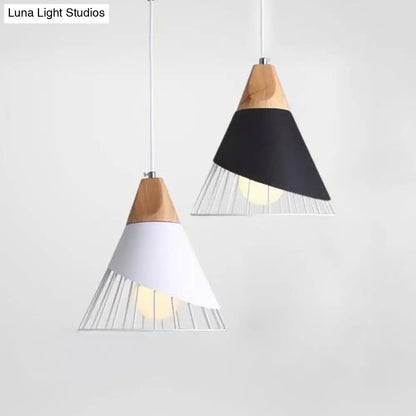 Modern Metallic Cone Pendant Light – 12"/14" Wide Single Bulb Hanging Lamp for Balcony Bar