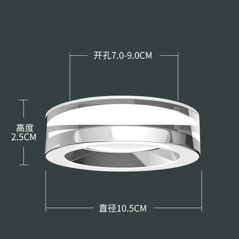 Modern metallic crystal led ceiling spotlight with polished chrome finish and frosted glass bands for bedroom decorbites crystal led