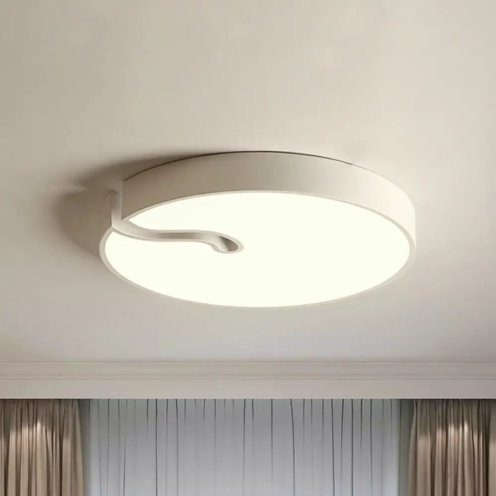 DecorBites™ DecorBites™ Modern Metallic Drum Flush Mount LED Ceiling Lamp in White/Black - 16"/19.5" Dia