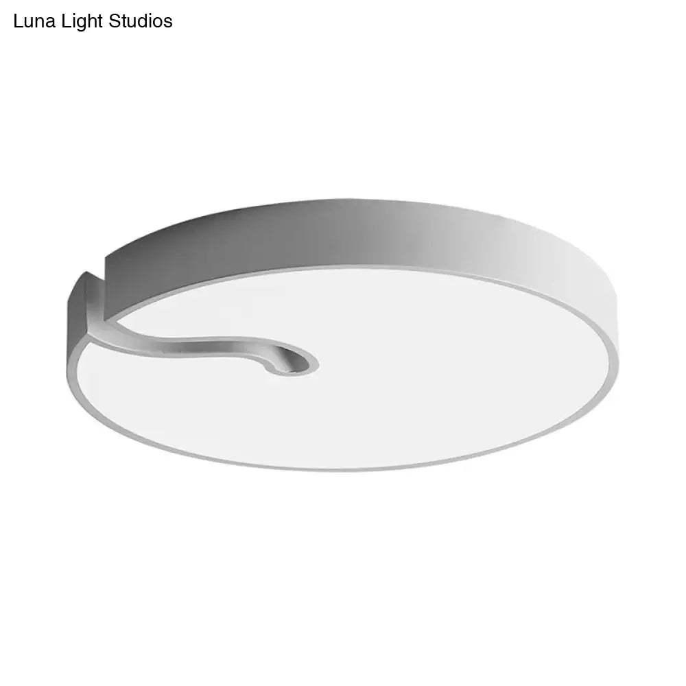 DecorBites™ DecorBites™ Modern Metallic Drum Flush Mount LED Ceiling Lamp in White/Black - 16"/19.5" Dia