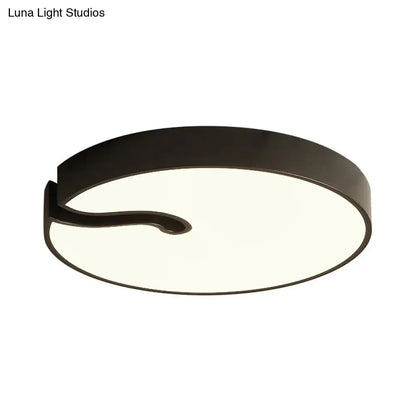 DecorBites™ DecorBites™ Modern Metallic Drum Flush Mount LED Ceiling Lamp in White/Black - 16"/19.5" Dia