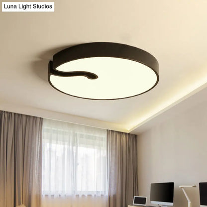 DecorBites™ DecorBites™ Modern Metallic Drum Flush Mount LED Ceiling Lamp in White/Black - 16"/19.5" Dia