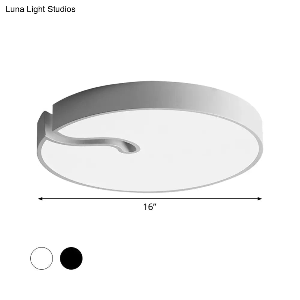 DecorBites™ DecorBites™ Modern Metallic Drum Flush Mount LED Ceiling Lamp in White/Black - 16"/19.5" Dia