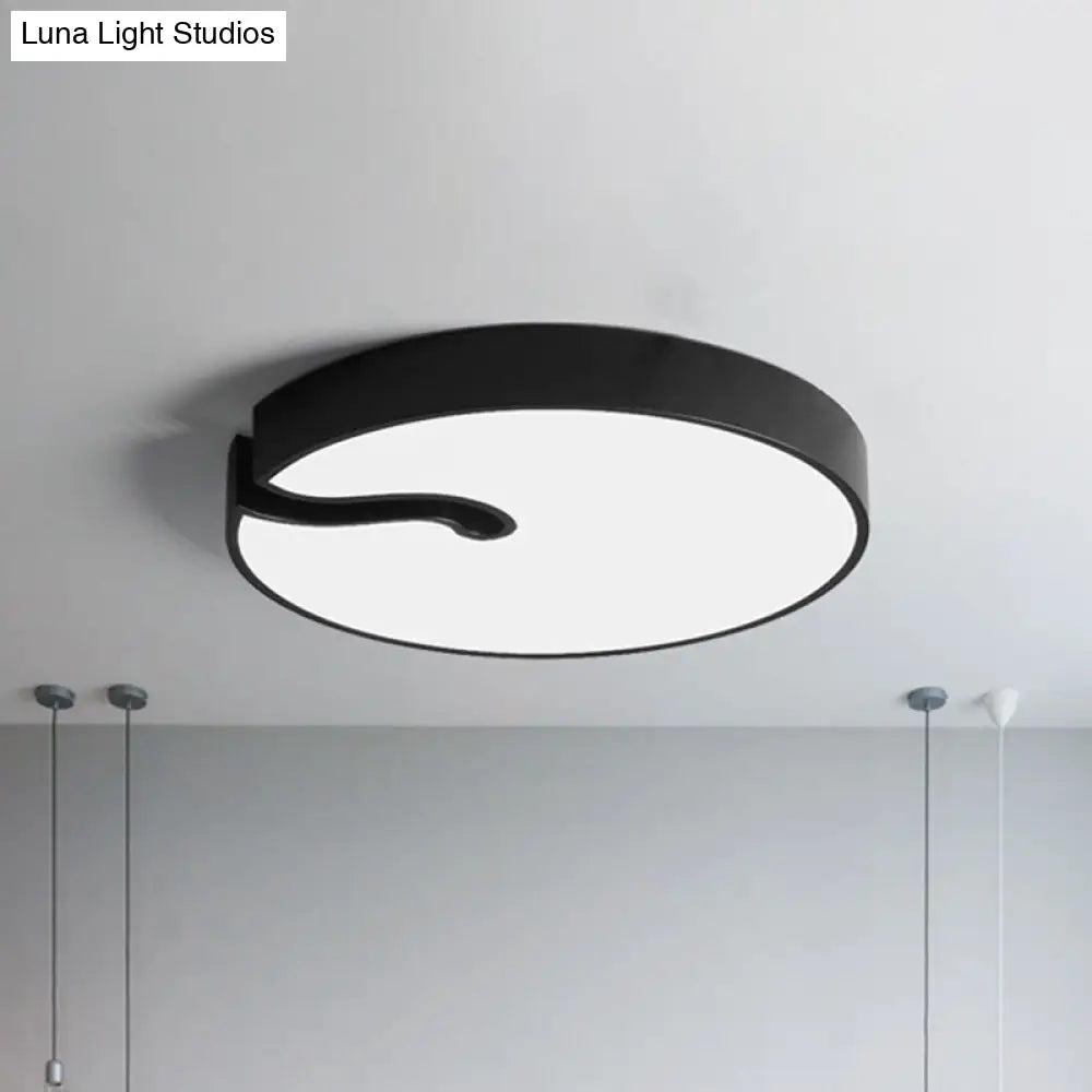 DecorBites™ DecorBites™ Modern Metallic Drum Flush Mount LED Ceiling Lamp in White/Black - 16"/19.5" Dia