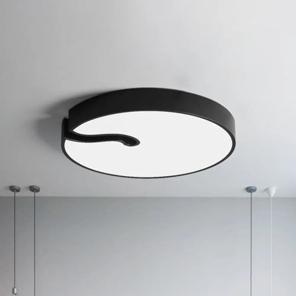 DecorBites™ DecorBites™ Modern Metallic Drum Flush Mount LED Ceiling Lamp in White/Black - 16"/19.5" Dia