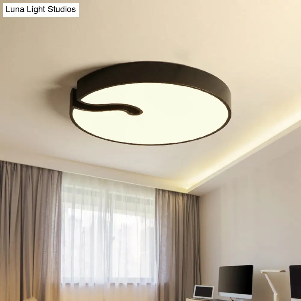 DecorBites™ DecorBites™ Modern Metallic Drum Flush Mount LED Ceiling Lamp in White/Black - 16"/19.5" Dia
