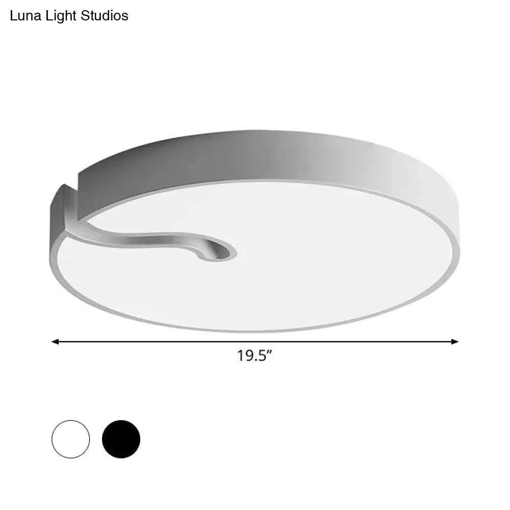 DecorBites™ DecorBites™ Modern Metallic Drum Flush Mount LED Ceiling Lamp in White/Black - 16"/19.5" Dia