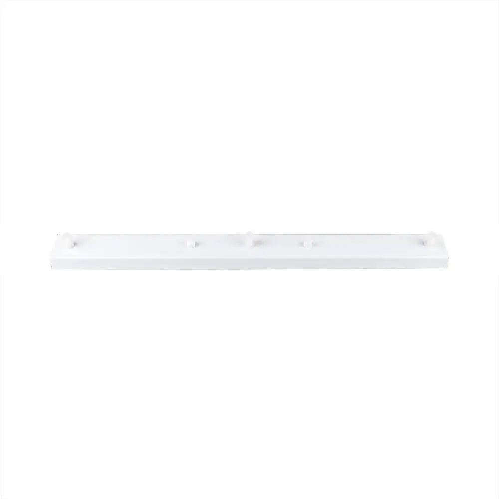 White plastic shelf bracket with four mounting holes designed for decorbites ceiling plate in modern five hook coat rack