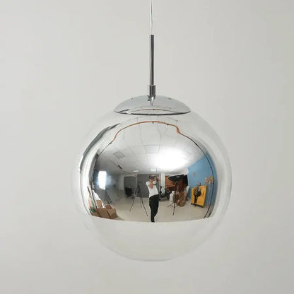 Modern metallic glass ball electroplate pendant light with shiny chrome finish for kitchen decorbites glass ball design