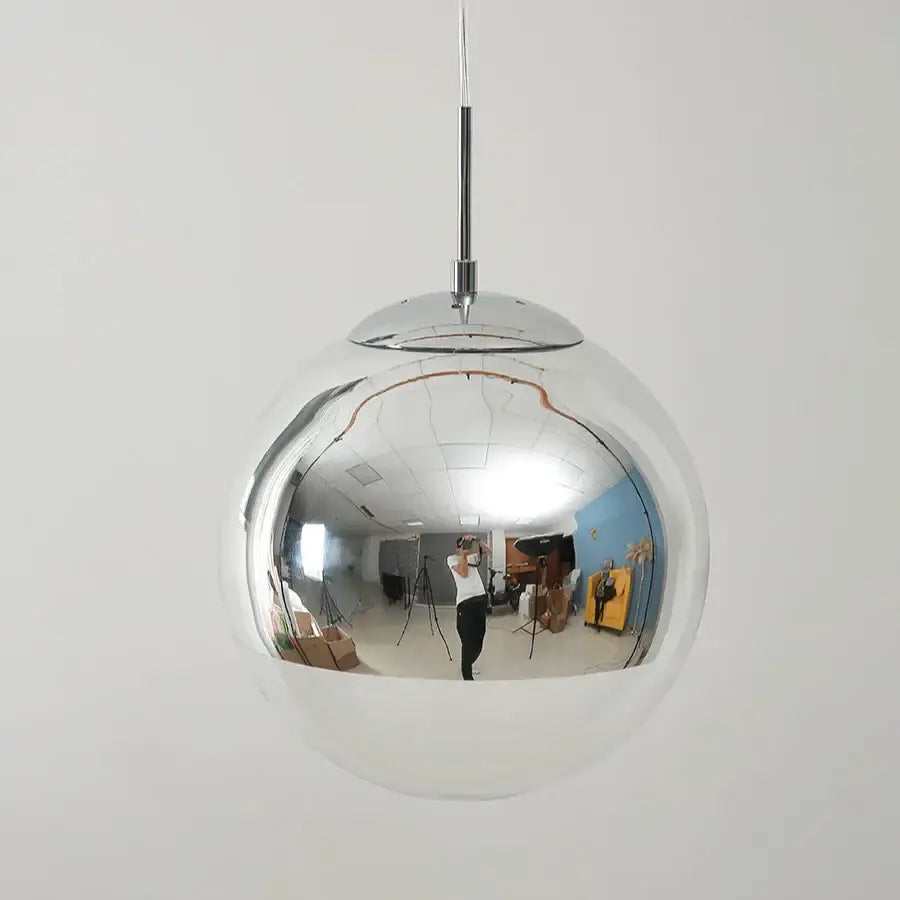 Modern metallic glass ball electroplate pendant light with shiny chrome finish for kitchen decorbites glass ball design