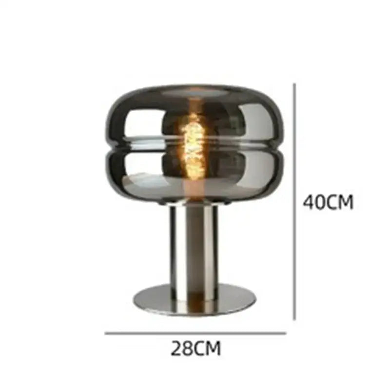 Modern table lamp with sleek smoked glass dome and polished chrome base for elegant bedroom table lighting