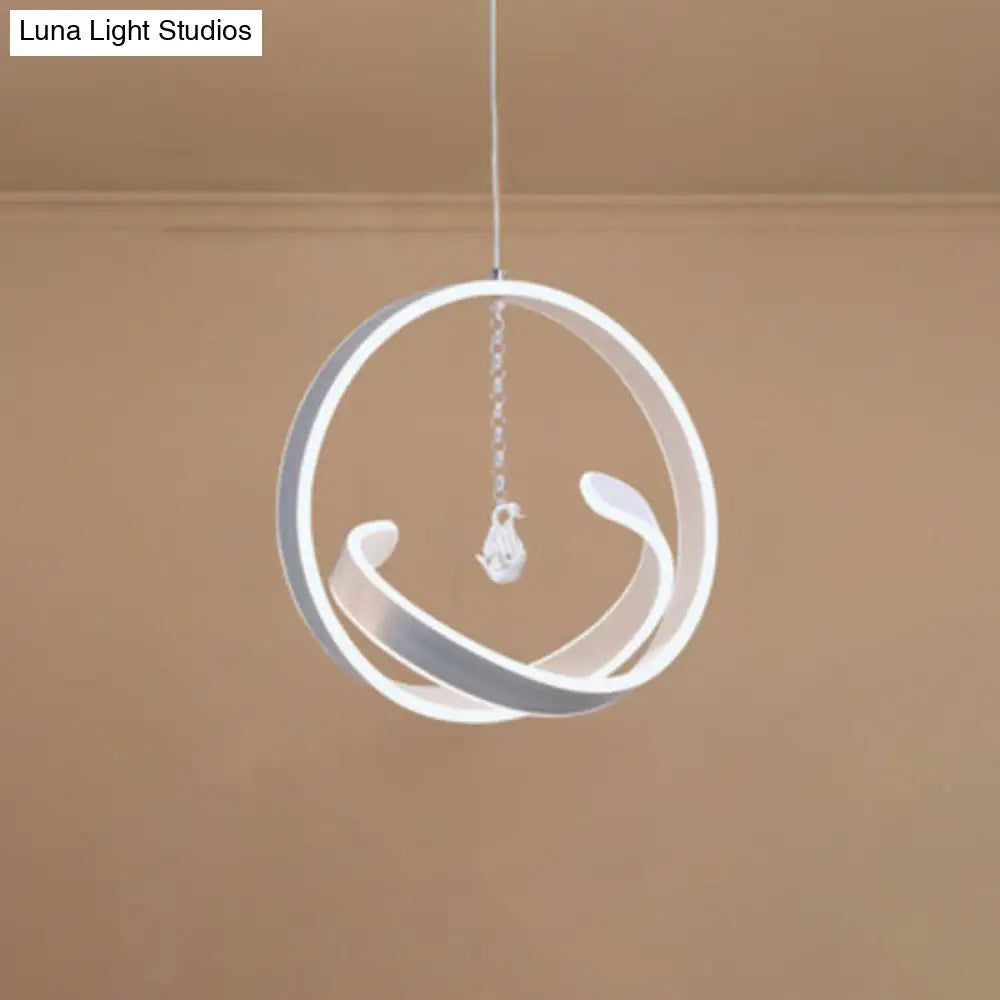 Modern Metallic LED Chandelier: Art Deco Loop Pendant Light for Dining Room