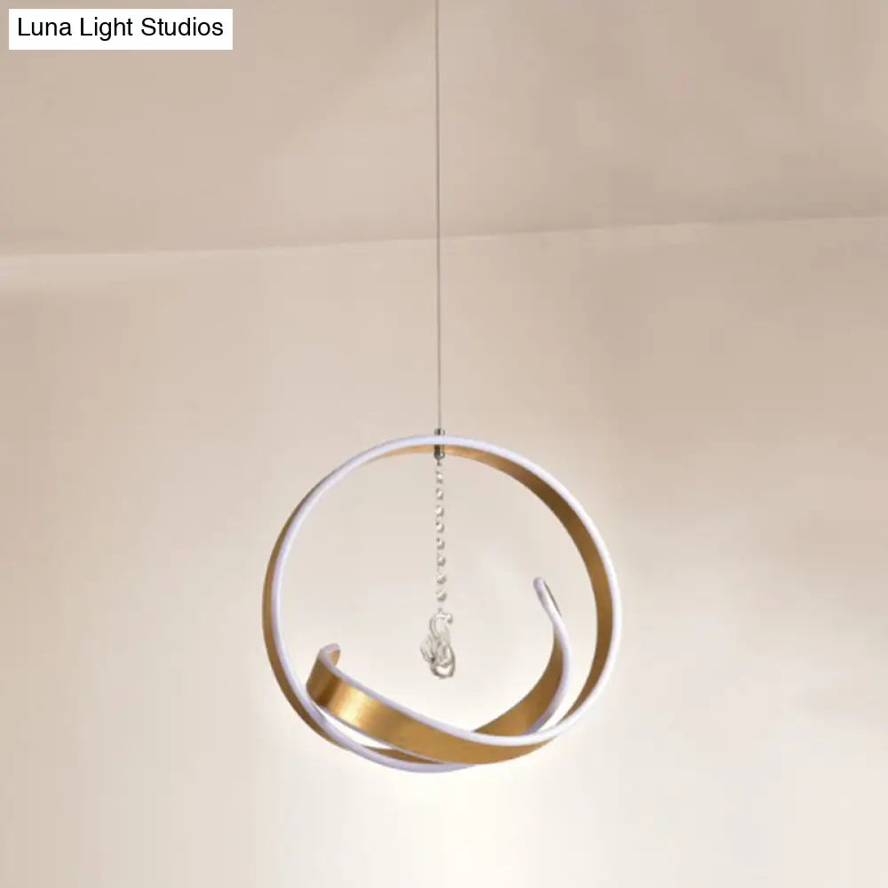 Modern Metallic LED Chandelier: Art Deco Loop Pendant Light for Dining Room