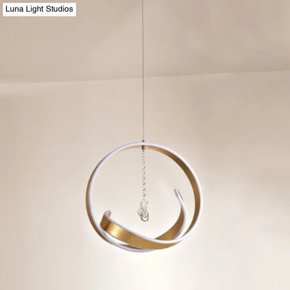 Modern Metallic LED Chandelier: Art Deco Loop Pendant Light for Dining Room