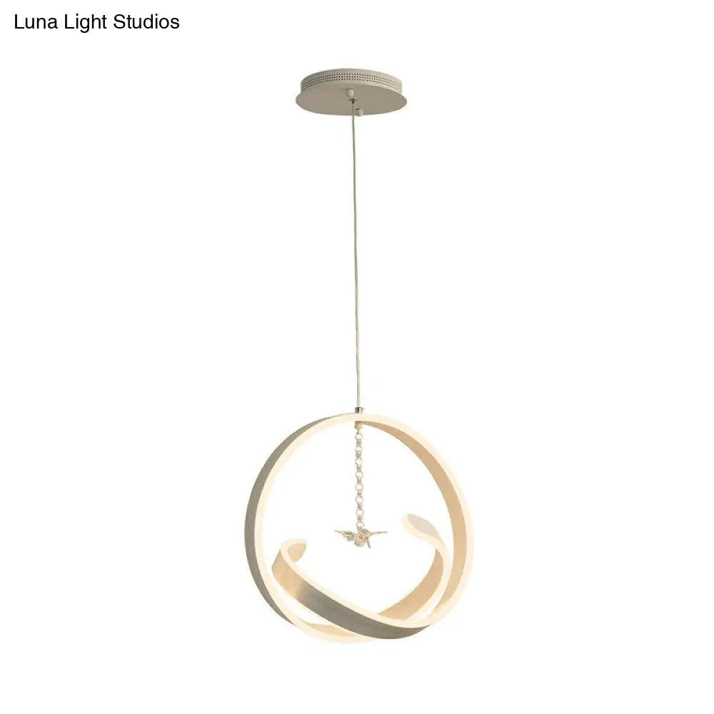 Modern Metallic LED Chandelier: Art Deco Loop Pendant Light for Dining Room