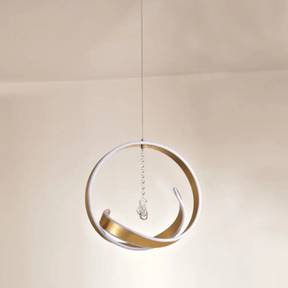 Modern Metallic LED Chandelier: Art Deco Loop Pendant Light for Dining Room